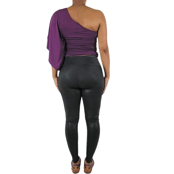 Spanx Black Faux Leather Moto Leggings - Picture 6 of 16